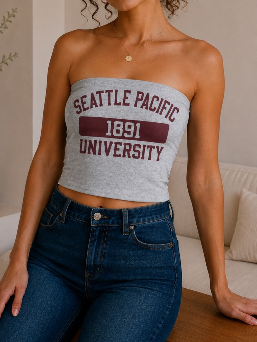 Seattle Pacific University Grey Strapless Tube Top